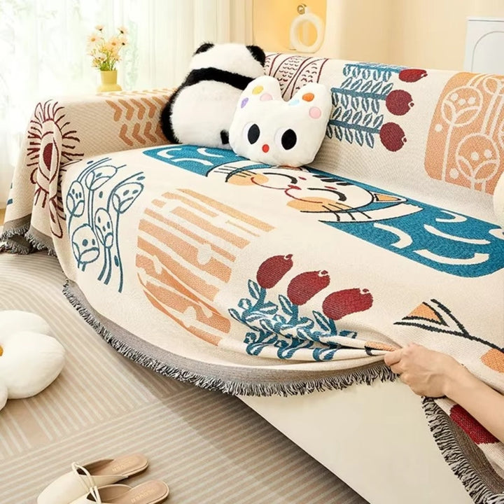 Bunter gewebter Boho-Sofaüberwurf