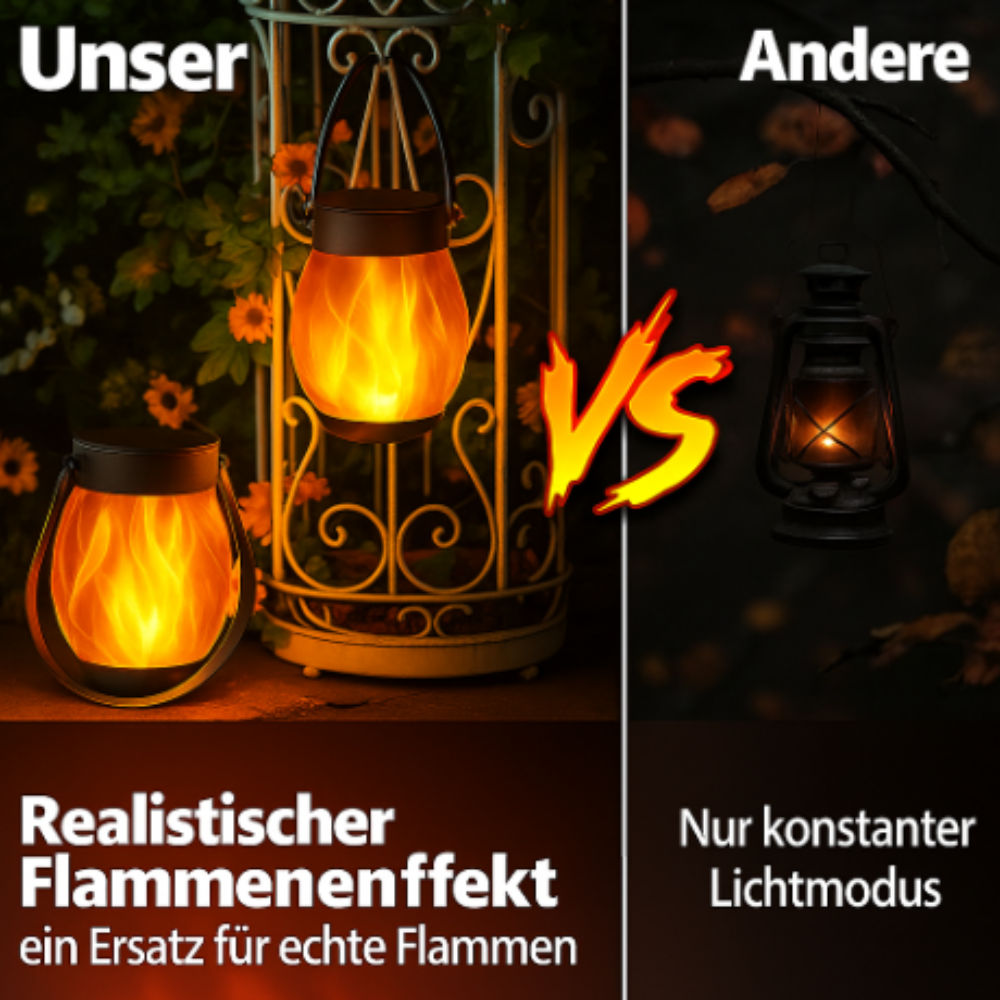 Flamora™ | Solar-Gartenlaterne mit Flammeneffekt