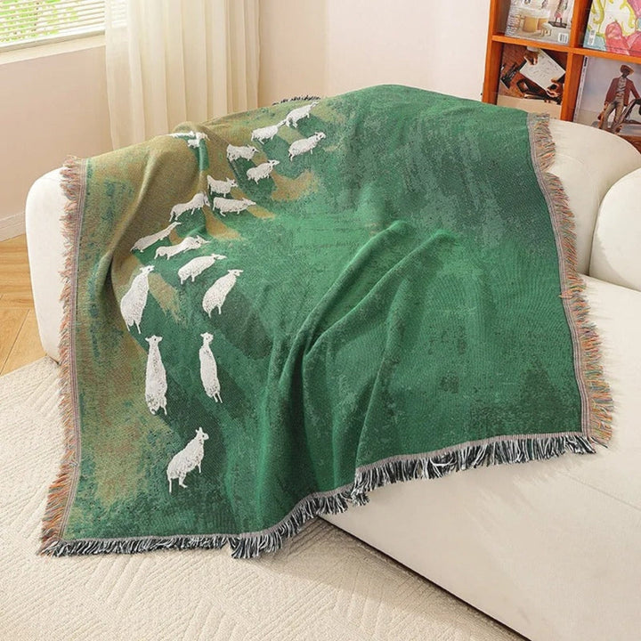 Gewebte Decke mit Schafmotiv 160 x 130 cm