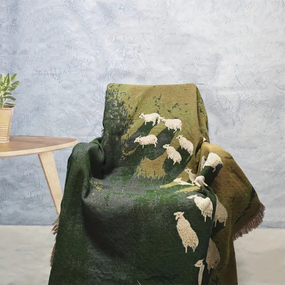 Gewebte Decke mit Schafmotiv 160 x 130 cm