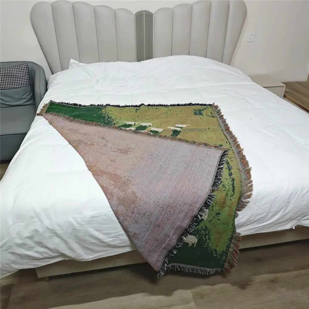 Gewebte Decke mit Schafmotiv 160 x 130 cm