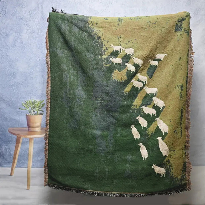 Gewebte Decke mit Schafmotiv 160 x 130 cm