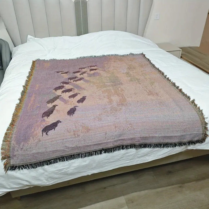 Gewebte Decke mit Schafmotiv 160 x 130 cm