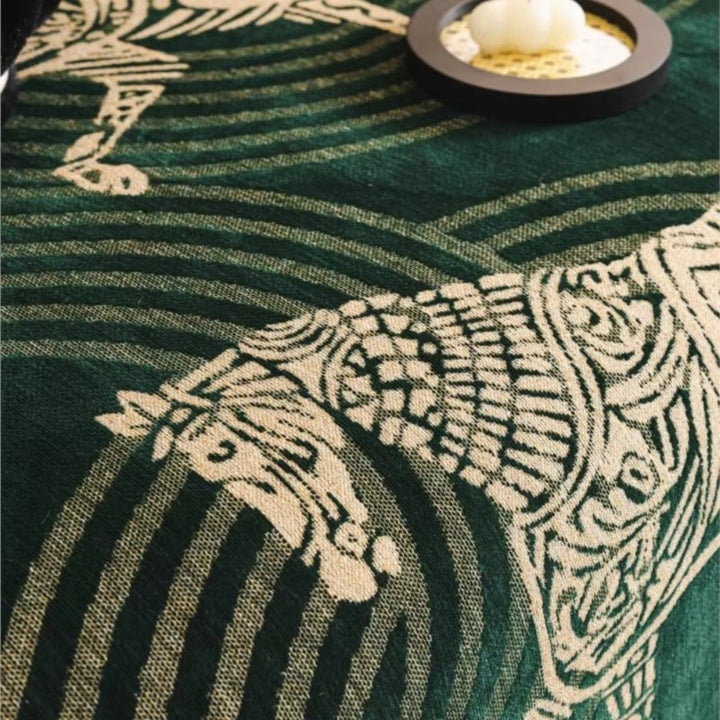 Chenille-Sofadecke mit Pferdemotiv