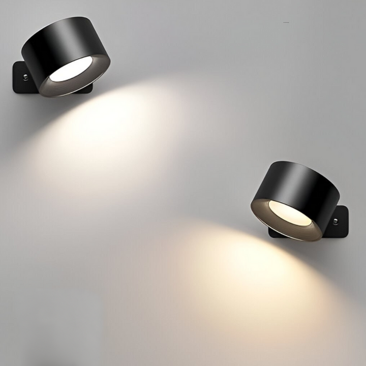 Rotalux™ | Kabellose 360° LED-Wandleuchte Schwarz