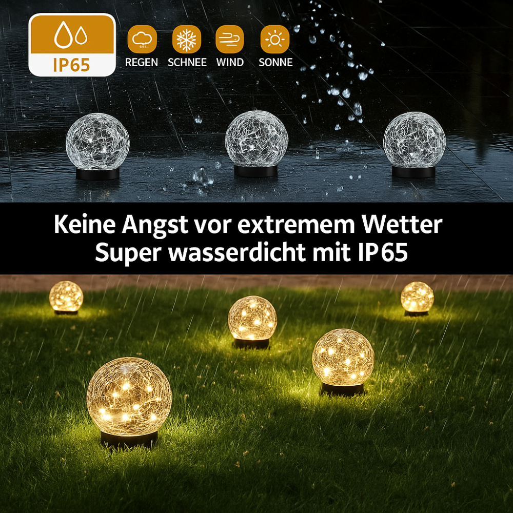 Crackluna™ | LED Solar-Gartenkugelleuchte