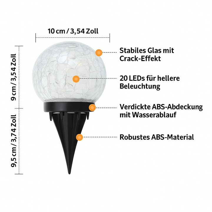 Crackluna™ | LED Solar-Gartenkugelleuchte
