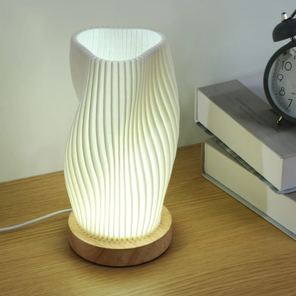 Modern Holz Tischlampe · LED Nachttischlampe mit weichem Warmlicht – Tisch Lampe für Schlafzimmer & Wohnzimmer