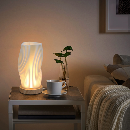 Modern Holz Tischlampe · LED Nachttischlampe mit weichem Warmlicht – Tisch Lampe für Schlafzimmer & Wohnzimmer
