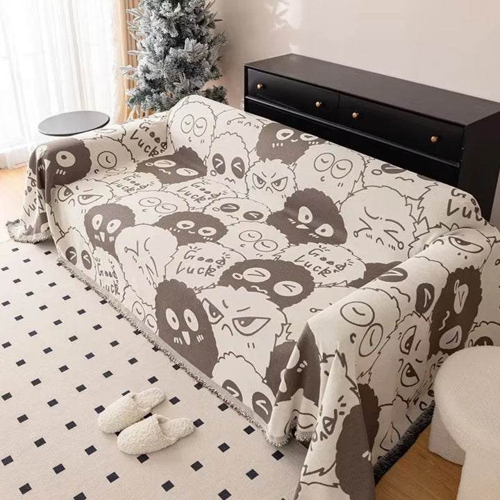 Sofadecke aus Chenille mit Comic-Muster
