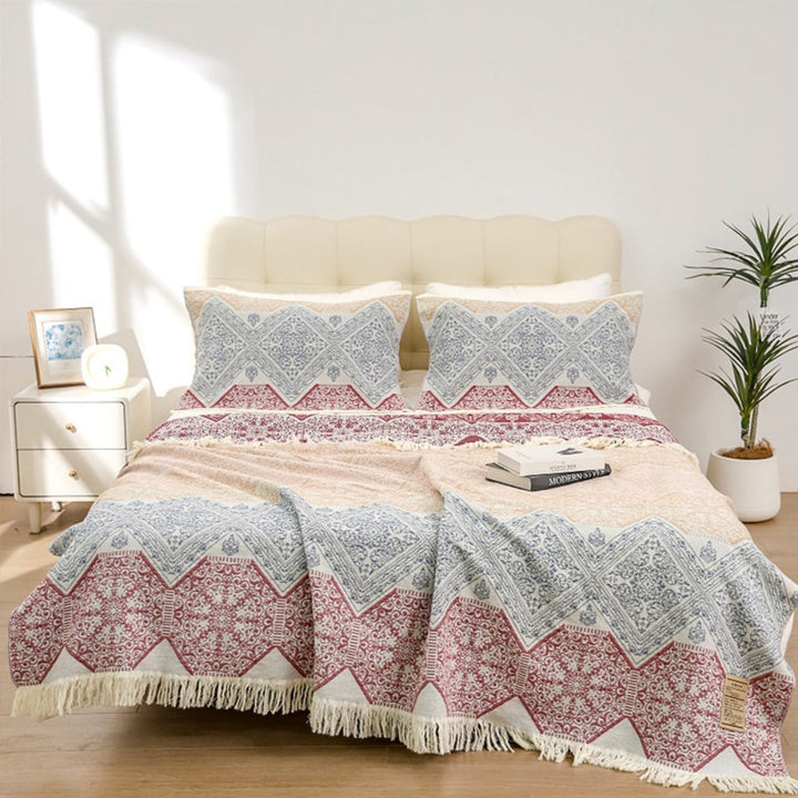 Boho-Decke aus gewebter Baumwolle