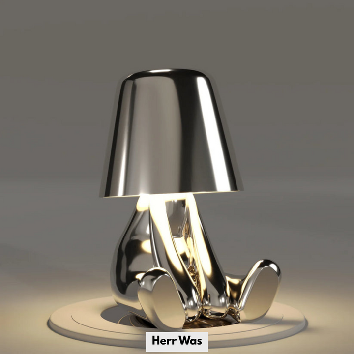 Sculptéra™ | Designer Skulptur-Tischlampe Silber Herr Was