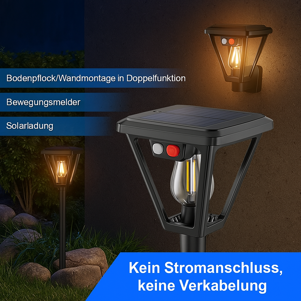 Pathguard™ | Solar-LED Außenleuchte mit Sensor Schwarz