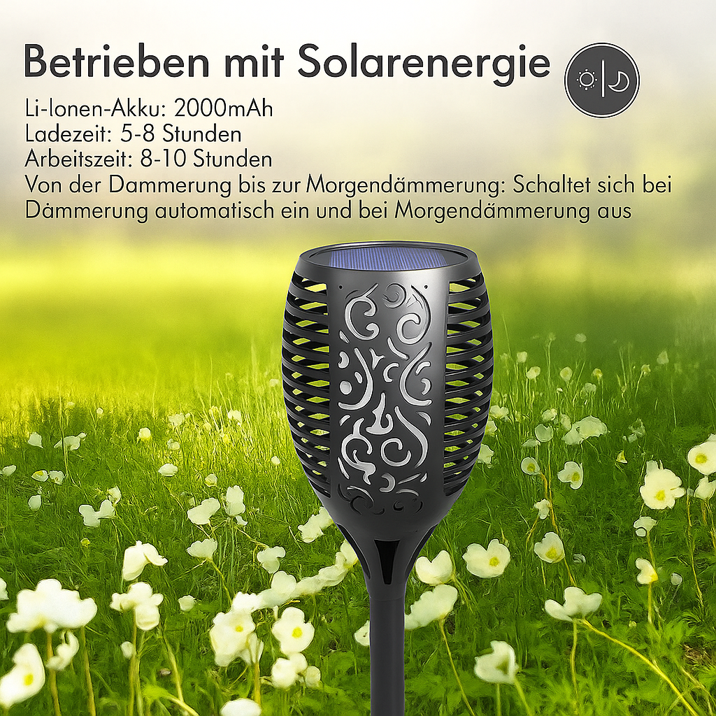Flarevia™ | Solar-Gartenfackel mit Flammeneffekt