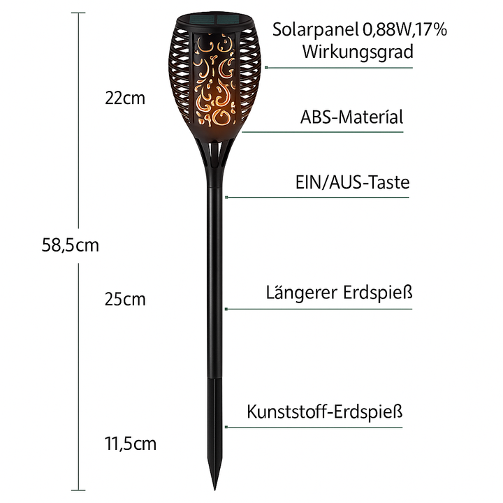 Flarevia™ | Solar-Gartenfackel mit Flammeneffekt
