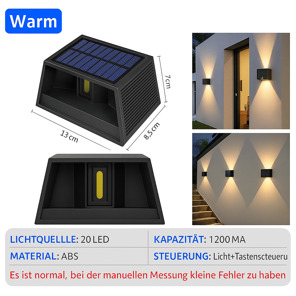 Sunvora™ | Kabellose Solar-Wandleuchte
