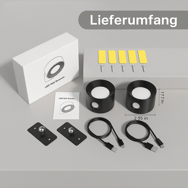 Rotalux™ | Kabellose 360° LED-Wandleuchte