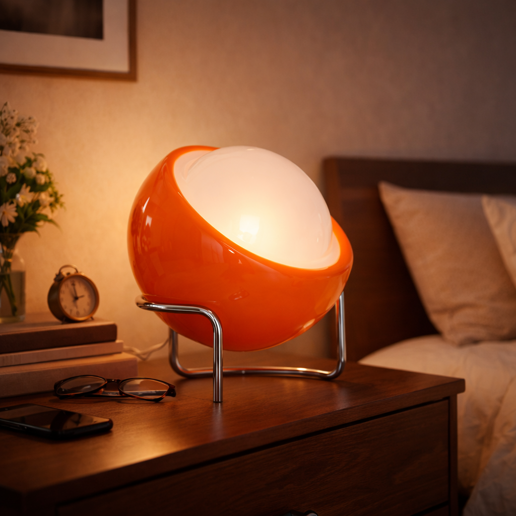 Bauvora™ | Bauhaus Glas-Design Tischlampe Orange