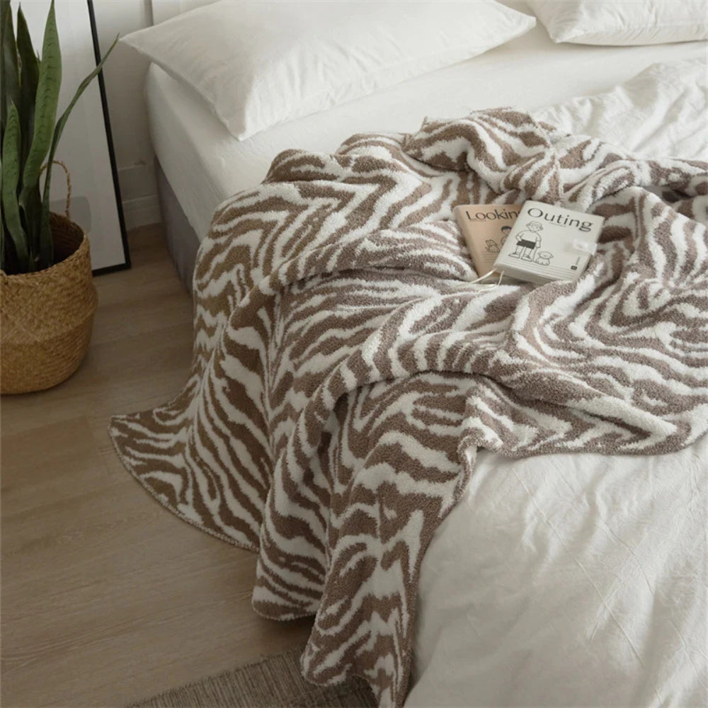 Retro-Zebra-Strickplaid 120 x 150 cm