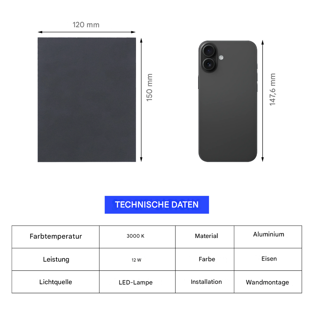 LED Wandleuchte Innen 12W – Moderne Aluminium Wandlampe Up & Down – Warm-/Kaltweiß 3000K – LED Wandbeleuchtung Wohnzimmer Schlafzimmer