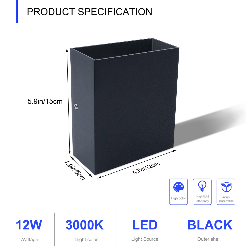 LED Wandleuchte Innen 12W – Moderne Aluminium Wandlampe Up & Down – Warm-/Kaltweiß 3000K – LED Wandbeleuchtung Wohnzimmer Schlafzimmer