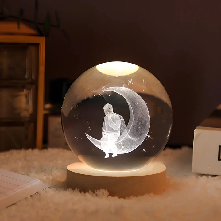 Celestara™ | 3D Kristall Planetenlampe Der Mann im Mond