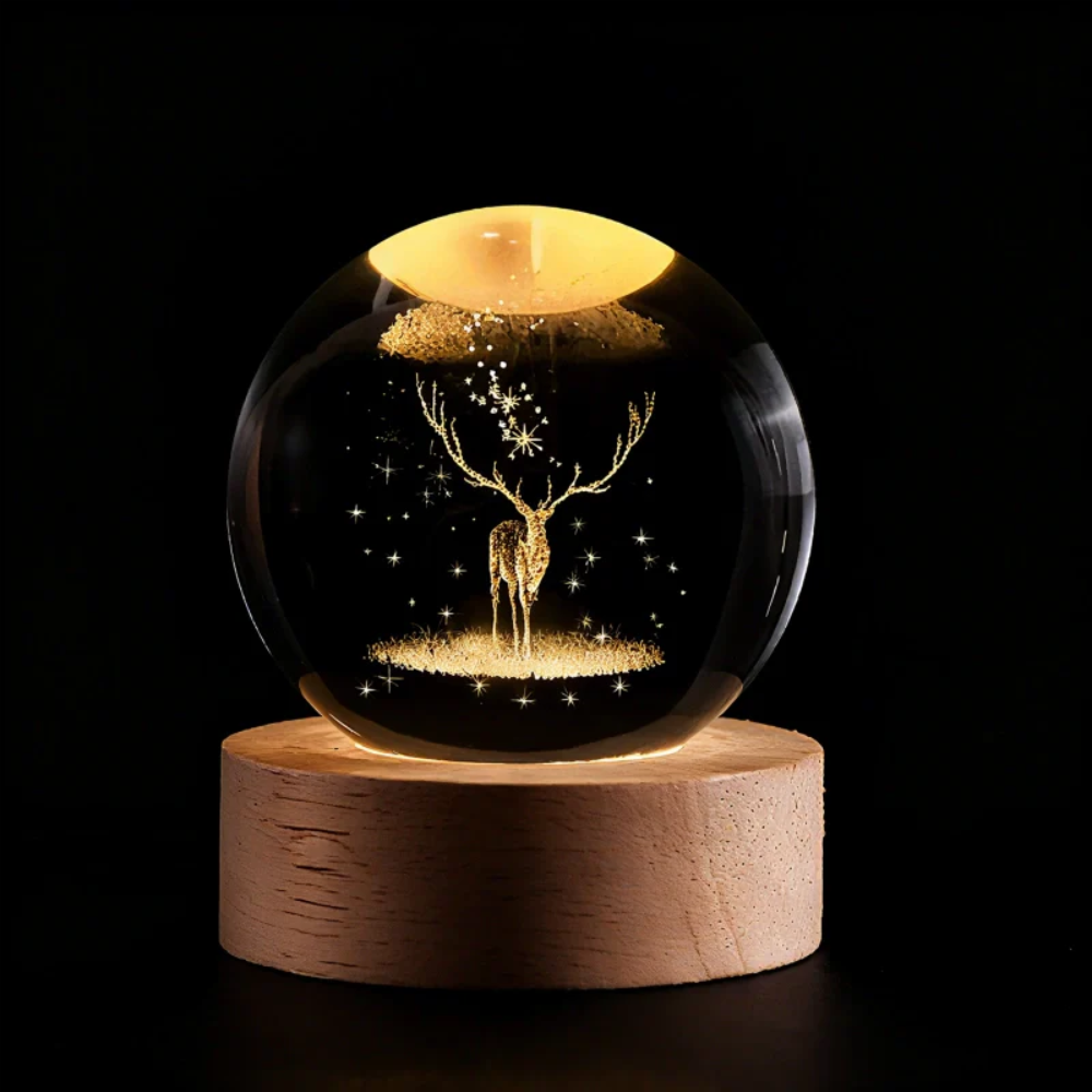 Celestara™ | 3D Kristall Planetenlampe Rentier
