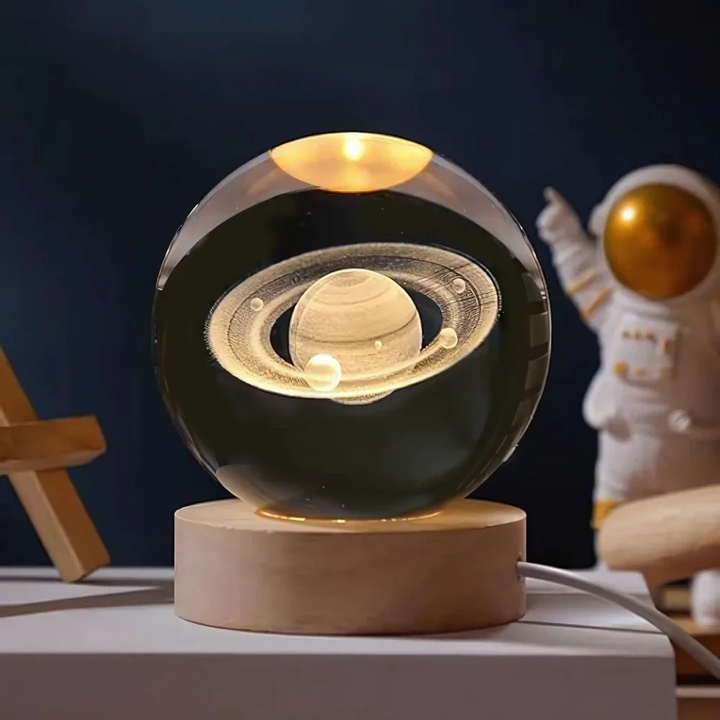 Celestara™ | 3D Kristall Planetenlampe Saturn