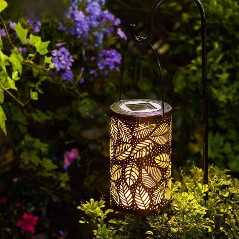 Solarleuchte Garten LED – Dekorative Außenlampe mit Blattmuster | Kabellos, Wetterfest & Warmweiß