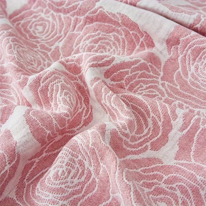 Leichte Jacquarddecke aus Baumwolle mit Rosenmuster
