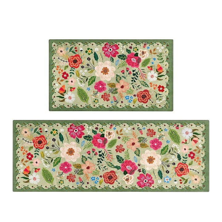2er-Set gepolsterte Küchenmatten mit Blumenmuster