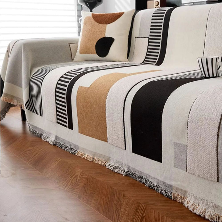 Chenille-Sofadecke mit abstrakten Formen