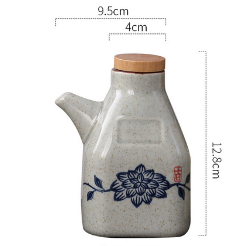 Öl- und Saucenflasche aus handbemalter Keramik