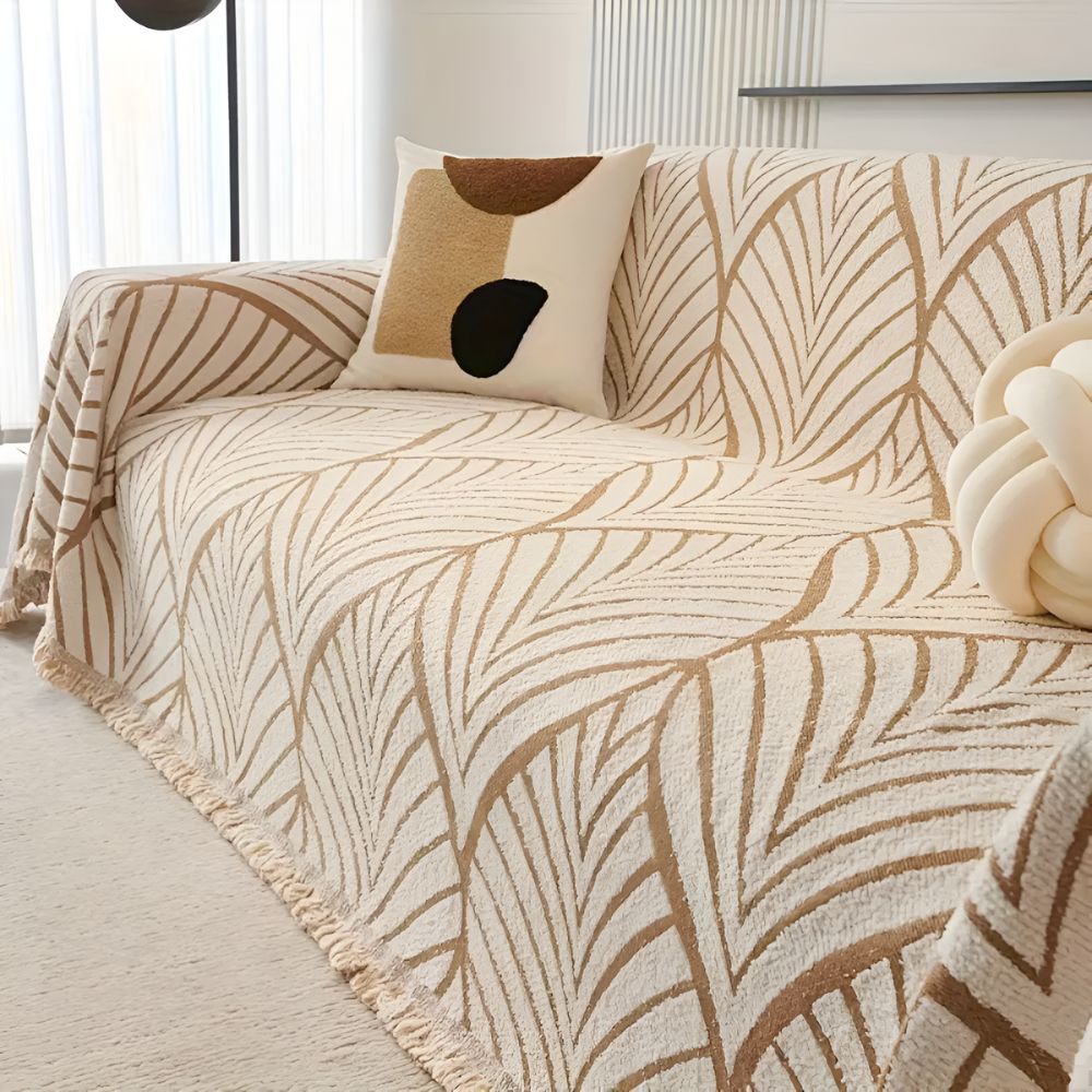 Sofawurf aus Chenille, Ahorn und Quasten