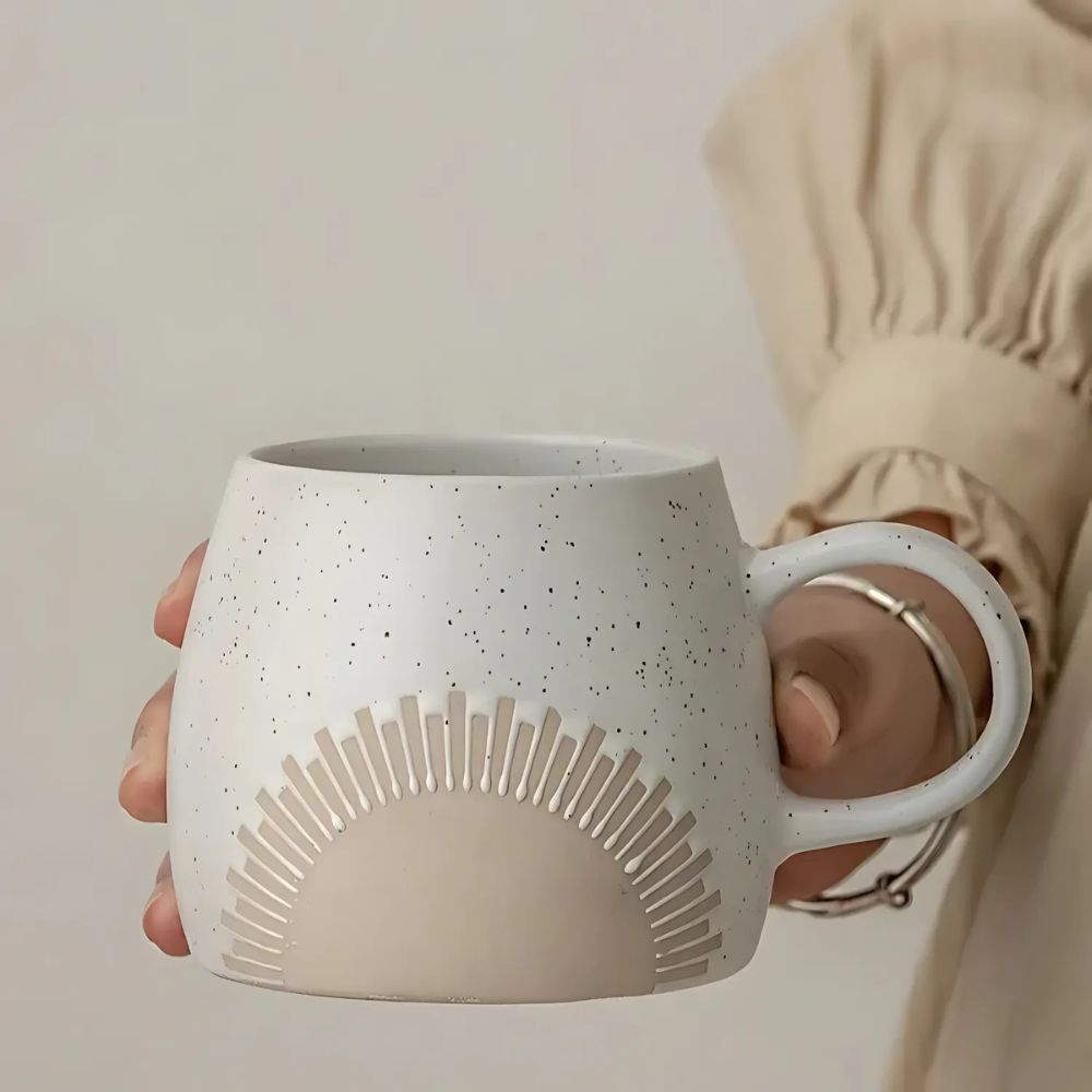 Keramikbecher 450 ml, warme Farbtöne
