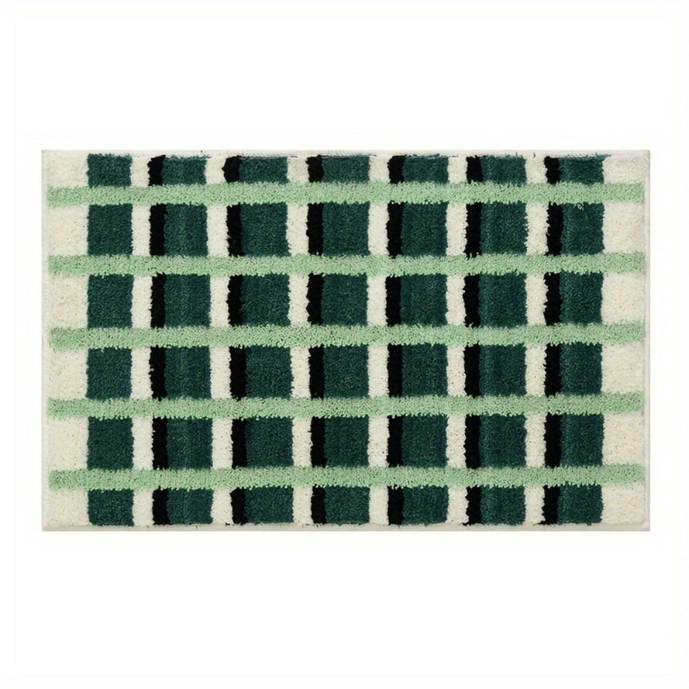 Geometrische Badematte in Moosgrün