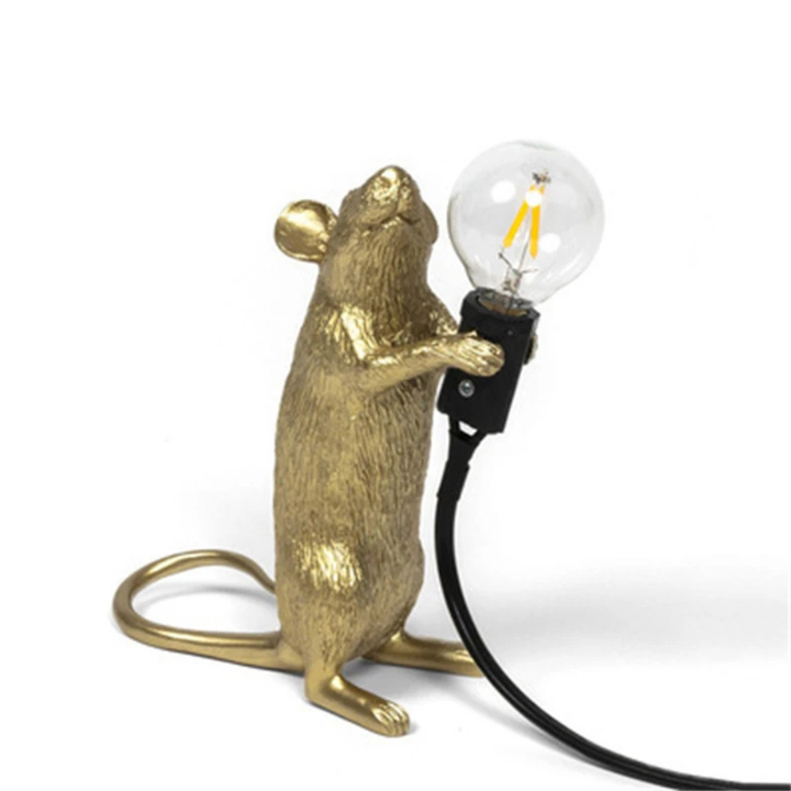 Mousevia™ | Designer Maus-Tischlampe Gold A Stehend