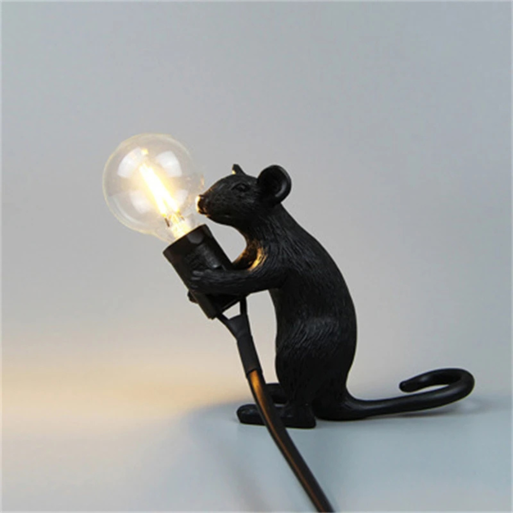 Mousevia™ | Designer Maus-Tischlampe Schwarz B Sitzen