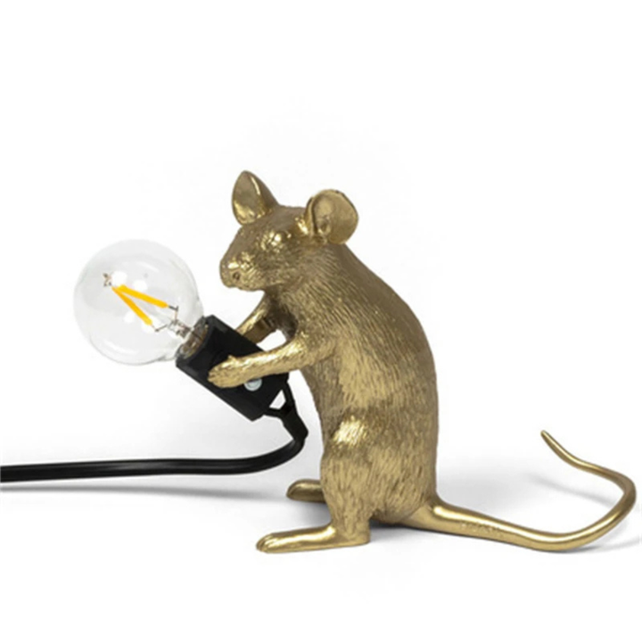 Mousevia™ | Designer Maus-Tischlampe Gold B Sitzen