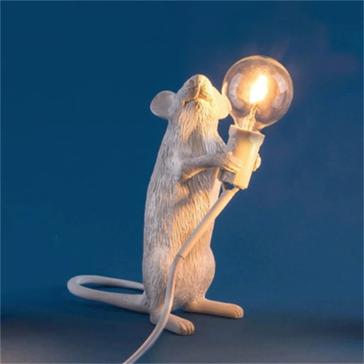 Mousevia™ | Designer Maus-Tischlampe Weiß A Stehend