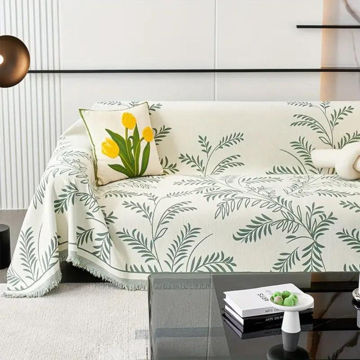 Chenille-Sofaüberwurf mit natürlichem Quastenmuster