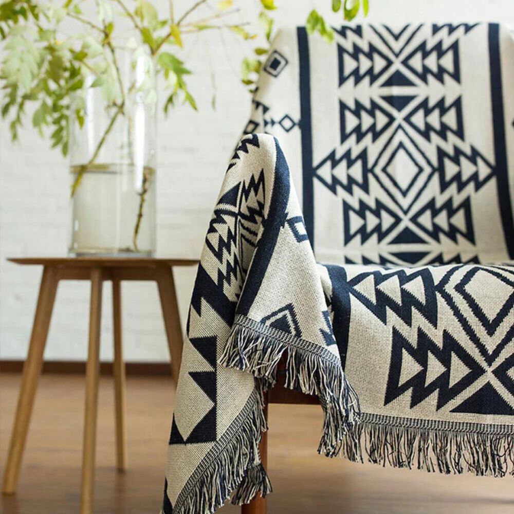 Wendbare Boho-Decke mit Labyrinthmuster