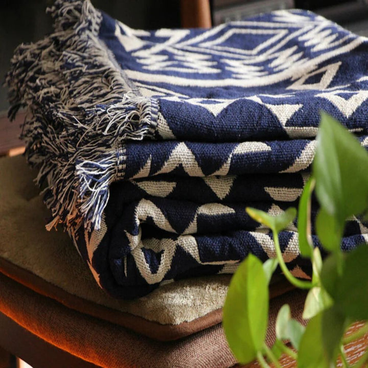 Wendbare Boho-Decke mit Labyrinthmuster