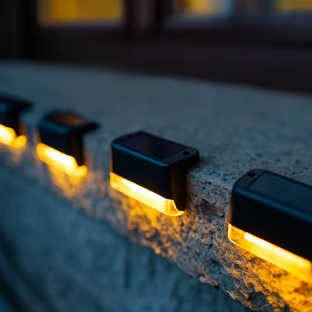 NooraLite | Solar LED Stufenlicht Außen – Warmweiß, Wetterfest & Einfach zu Montieren Black | Warm white