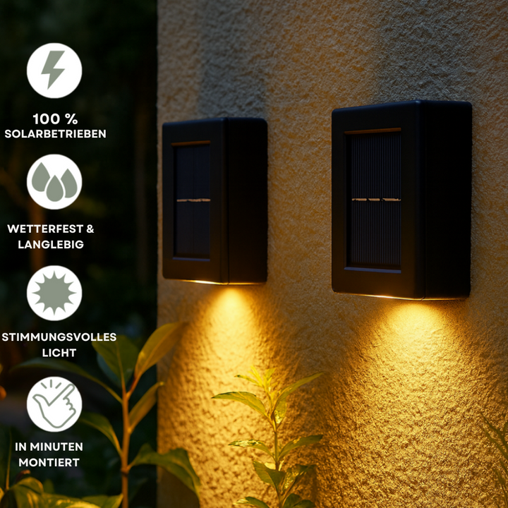 Hydrosol™ | LED Solar-Außenwandleuchte Schwarz (Warmes Licht)