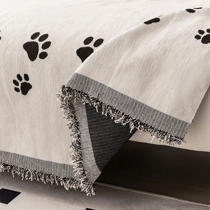 Chenille-Sofaüberwurf mit Pfotenmuster