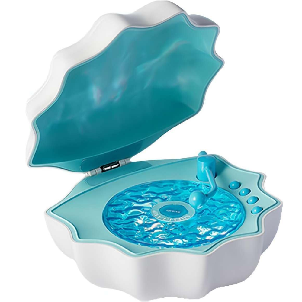 Muschel Bluetooth-Lautsprecher mit LED Sternenhimmel-Projektor | Nachtlicht & Ambiente Lampe – 3 Farben