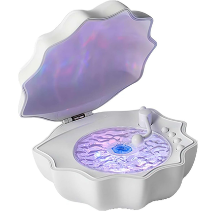 Muschel Bluetooth-Lautsprecher mit LED Sternenhimmel-Projektor | Nachtlicht & Ambiente Lampe – 3 Farben