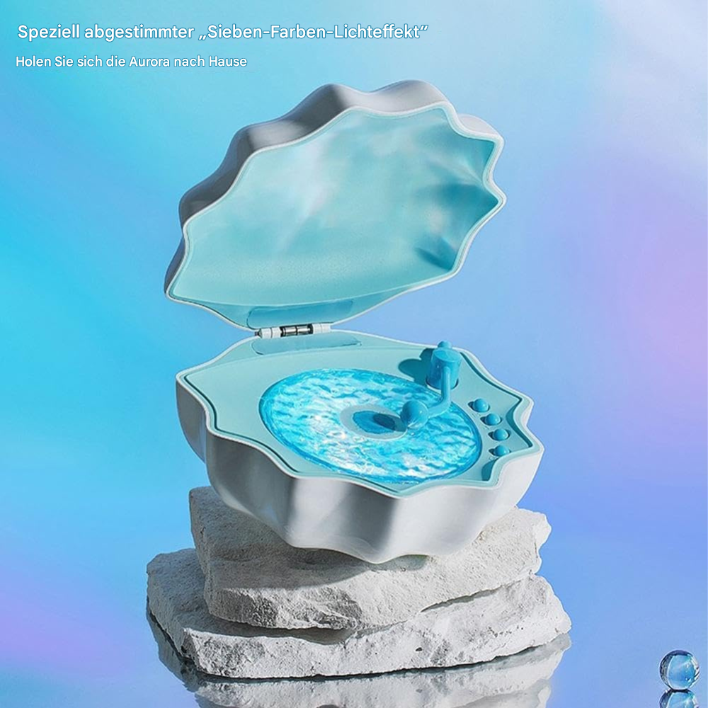 Muschel Bluetooth-Lautsprecher mit LED Sternenhimmel-Projektor | Nachtlicht & Ambiente Lampe – 3 Farben