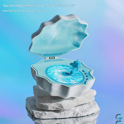 Muschel Bluetooth-Lautsprecher mit LED Sternenhimmel-Projektor | Nachtlicht & Ambiente Lampe – 3 Farben